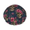 Large Shower Caps for Women Reusable - Hawaiian Pink Flower Skull Print Double Layer Hair Cap for Shower with Peva Lining and Elastic Rope view 1