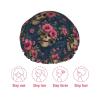 Large Shower Caps for Women Reusable - Hawaiian Pink Flower Skull Print Double Layer Hair Cap for Shower with Peva Lining and Elastic Rope view 3