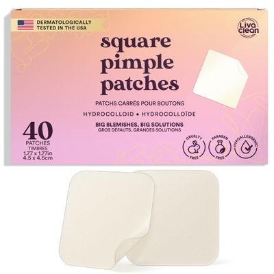 Livaclean 40CT Large Pimple Patches for Face - Big Pimple Patches Large Hydrocolloid Patch for Blemishes - Body Nose Forehead Chin Acne Patch - XL Zit Stickers