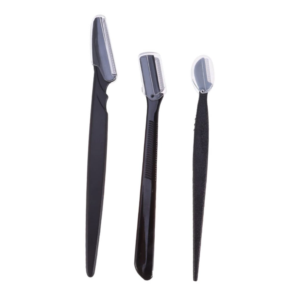 ARTSEWPLY 3pcs Stainless Steel Eyebrow Razor Set Portable Trimmer for Women Makeup Tool Kit Cover