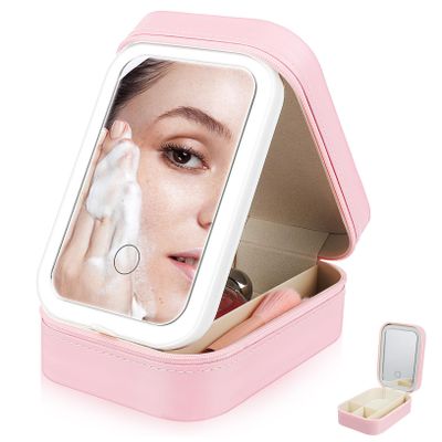 VALICLUD Led Mirror Brightness Levels Mirror Lights Travel Makeup Bag Makeup Organizer Storage Box for Women