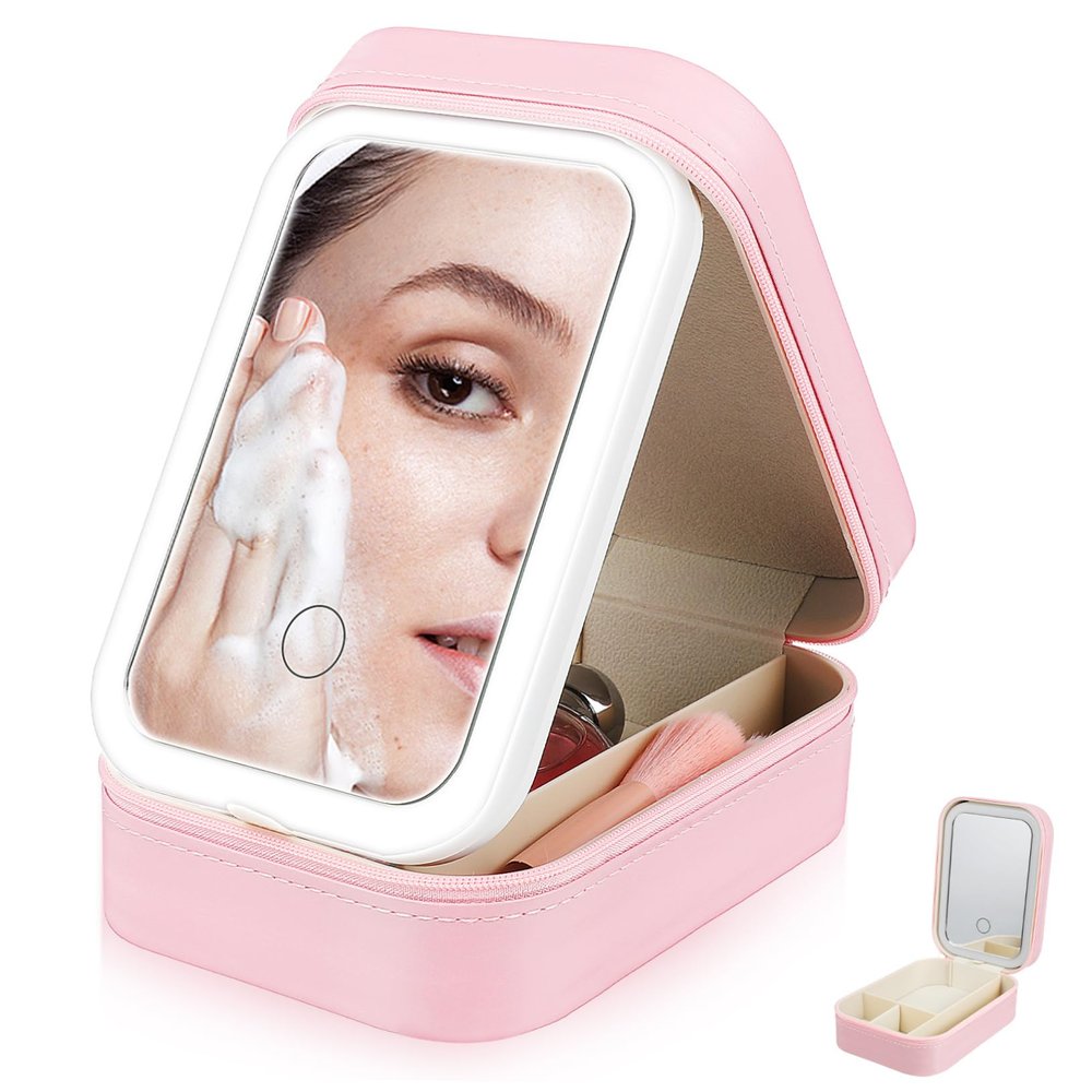 VALICLUD Led Mirror Brightness Levels Mirror Lights Travel Makeup Bag Makeup Organizer Storage Box for Women