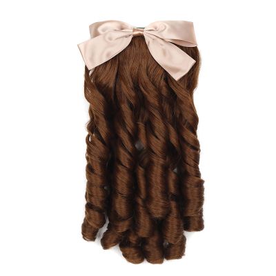 Ponytail Extension Long Curly Claw Clip in Ponytail Hair Natural Inserted Comb Hair Extension with Bow Sweety for Women Daily(A)