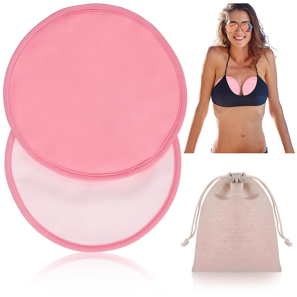 COLLBATH 2Pcs Reusable Castor Oil Breast Pads Soft Organic Wraps for Sleep Relief Stylish Design with Storage Bag Durable and Gentle Skin