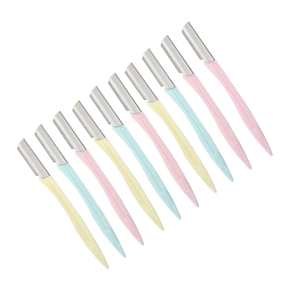NIYANGLE 1set Portable Eyebrow Razor Set with Protective Cover Ergonomic Design for Easy Use Trimmer for Neat Eyebrow Shaping for Makeup Bag and Travel 10pcs