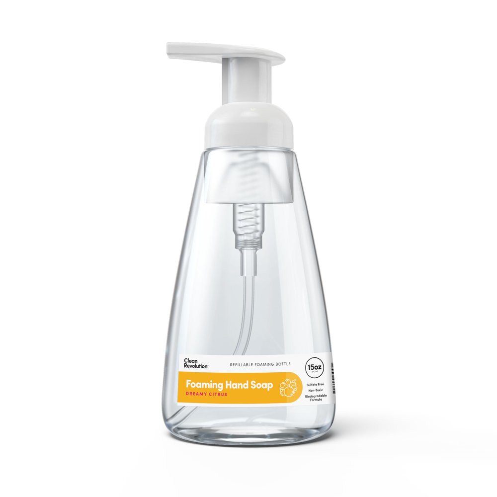Clean Revolution Foaming Hand Soap, Gentle, Moisturizing, Ready To Use Formula, Real Essential Oils, Gluten Free, Dreamy Citrus, 15 Fl Oz (Pack of 6)