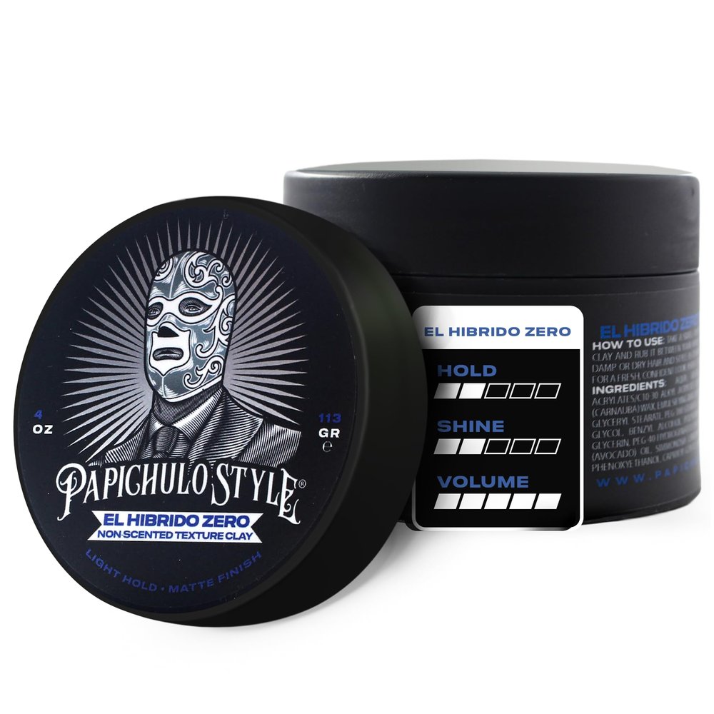 Papichulo Style Deluxe Pomade El Hbrido Zero Light Hold, Matte Finish, Adds Volume Water-Based, Easy Washout, Flake-Free, Paraben-Free Made in USA - 4.oz
