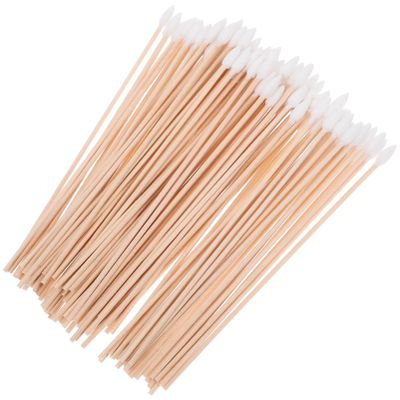 FOMIYES 100pcs Long Wooden Cotton Swabs with Single Tips Disposable Cotton Sticks for Cleaning Makeup and Industrial Use for Versatile Applications
