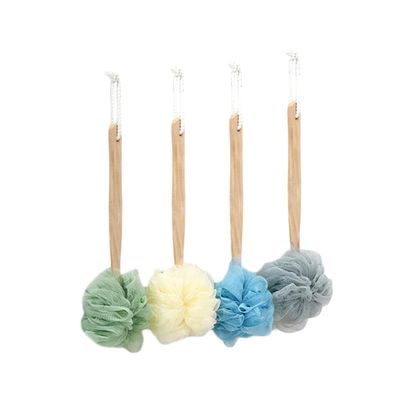 GALPADA 4pcs Wooden Handle Back Bath Brush Long Handle Body Scrubber Scrub Brush for Shower Cleaning