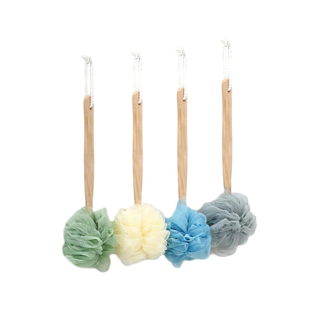 GALPADA 4pcs Wooden Handle Back Bath Brush Long Handle Body Scrubber Scrub Brush for Shower Cleaning