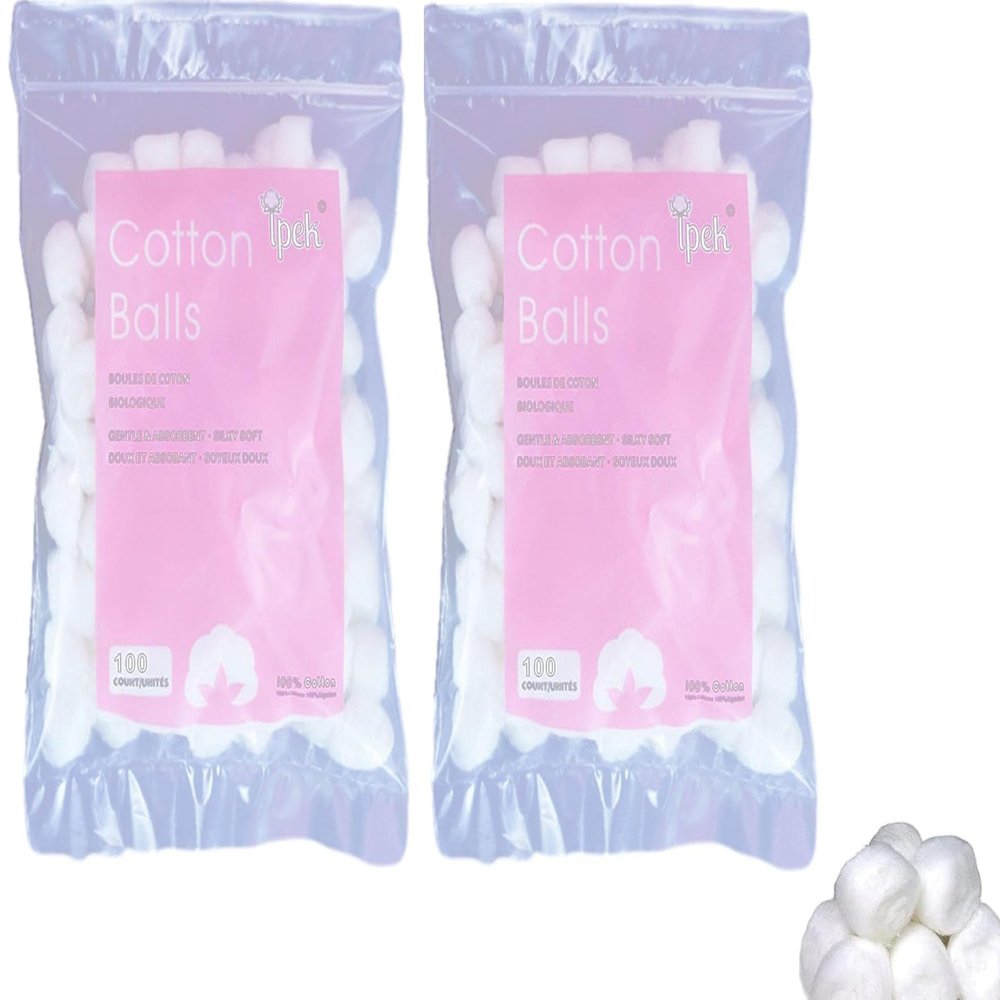 200Pcs White Cotton Balls Pure Natural Cotton Balls for Makeup Removal, Outdoor Traveling