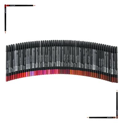 54 Colors Nabi Professional Artists Lip Liner Pencil Set  Long Lasting, Highly Pigmented, Smooth & Easy Application, Trusted by Makeup Artists, Colorists & Beauty Designers, 7.5-Inch Wooden Pencils