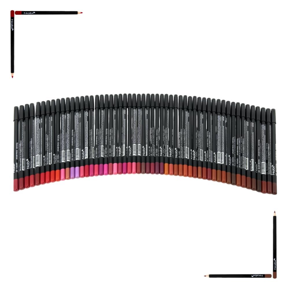 54 Colors Nabi Professional Artists Lip Liner Pencil Set  Long Lasting, Highly Pigmented, Smooth & Easy Application, Trusted by Makeup Artists, Colorists & Beauty Designers, 7.5-Inch Wooden Pencils