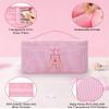 MONSTINA Monogram Cosmetic Bag with Brush Holder,Gifts for Girls Teen Girls-Initial Makeup Bag|Personalized Gifts for Women Friends|Cute Toiletry Make Up Traveling Stuff Organizer 2PCS Pink D view 2
