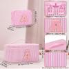 MONSTINA Monogram Cosmetic Bag with Brush Holder,Gifts for Girls Teen Girls-Initial Makeup Bag|Personalized Gifts for Women Friends|Cute Toiletry Make Up Traveling Stuff Organizer 2PCS Pink D view 3