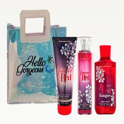 Forever Red Vanilla Rum - 3 Piece Bundle - White BarnBath Body/Work -Premium Beauty - Full Size and Hello Gorgeous Gift Bag (Packaging May Vary)