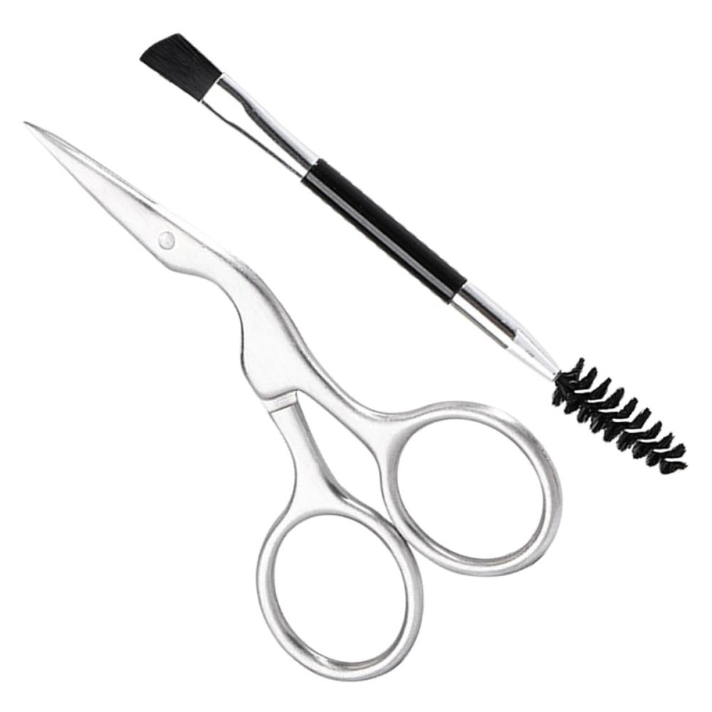 FOMIYES 2-Piece Eyebrow Grooming Set Scissors and Brush Precision Eyebrow Trimmer Tools for Men and Women and Nose Hair Trimming