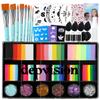 Professional Face Painting Kit Split Cake Face Paint Palette with Glitter Gel One Stroke Non Toxic with Stencils, Pro Face Paint Brushes Sponges for Halloween, Christmas gift, Party view 1