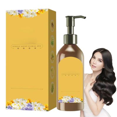 300ml Hair Dye Shampoo - Plant-Based Formula, Single Dose Floral | Natural Color Treatments, Long Lasting Blackening Solution Gray Hair, Fast Application Adults, Women, Men, Elderly Daily Grooming