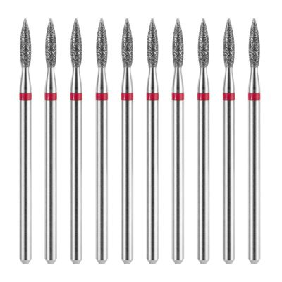 10 Piece Diamond Flame Cuticle Drill Bits with Case 3/32'' Cuticle Nail Drill Bits Electric Nail File Machine Cuticles Bit Manicure Pedicure Polishing Kit for Nails Salon Manicure
