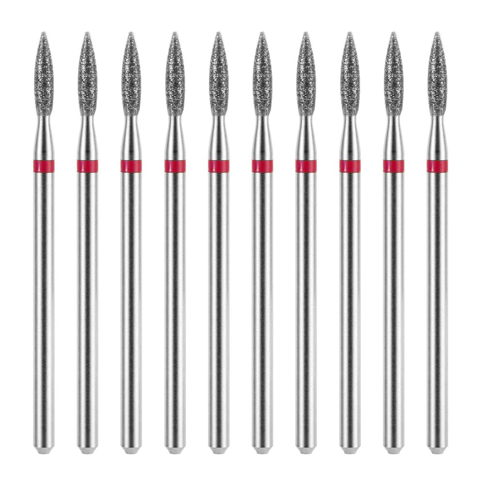 10 Piece Diamond Flame Cuticle Drill Bits with Case 3/32'' Cuticle Nail Drill Bits Electric Nail File Machine Cuticles Bit Manicure Pedicure Polishing Kit for Nails Salon Manicure