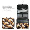 siphylline Flowers Petal Retro Brown Orangravel toiletry bag for women with hanging hook Zipper skin care bag with Compartments & Handle view 4