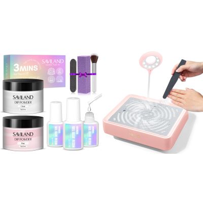 SAVILAND 60g Nail Repair Kit for Split Damaged Nails: 3 Mins Air Dry Quick & Easy Instant Broken SAVILAND Nail Dust Collector with Lamp  Powerful Nail Vacuum Fan 40W Dust Collector Extractor Electric