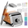 HOMEASY Professional Nail Drill with Foot Pedal, Nail E File 45000 RPM Speed, Electric Nail Filer for Acrylic Nails, F/R Rotation, 65W Power, Quite Nail Drill Machine for Women Orange view 1