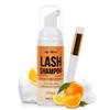 Lash Shampoo for Lash Extensions 60 Ml/2fl.oz Eyelash Extension Cleanser Oil Free Lash Cleanser for Eyelash Care, Gentle Foaming Eyelash Shampoo with Brush for Salon Home Care (Citrus 60ml) view 1