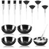 12 Pcs Black Esthetician Supplies for Facials Set 4 Black Facial Bowls Esthetician 4 Facial Brushes Esthetician 4 Flat Brushes Face Mask Cosmetic Applicators for Mud Cream Spa Salon Makeup Women Gift view 1