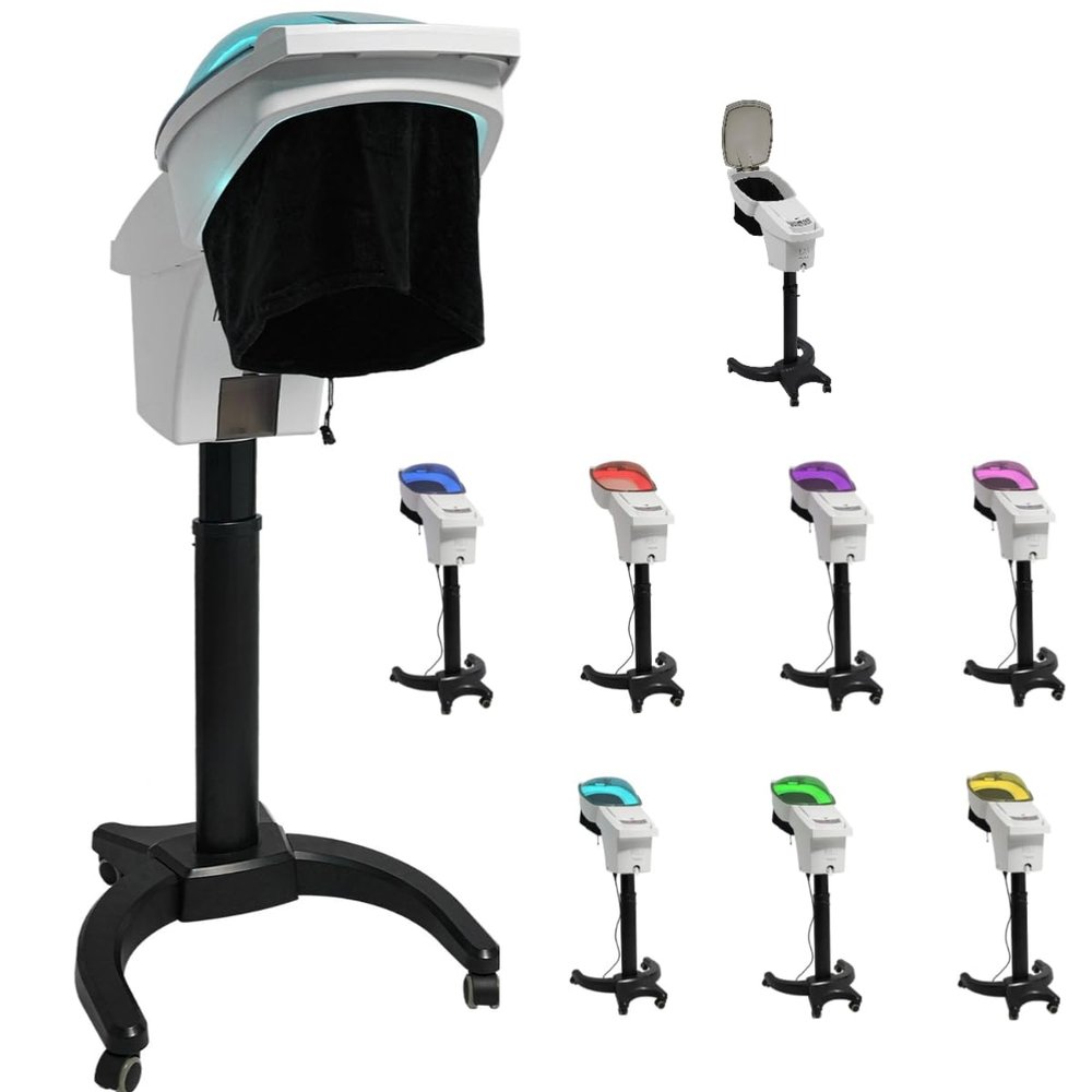 7 Color Hair Steamer for Black Hair Micro Mist Oz-on-e Hooded Steamer for Deep Conditioning Adjustable Height Hair Perm and Dye
