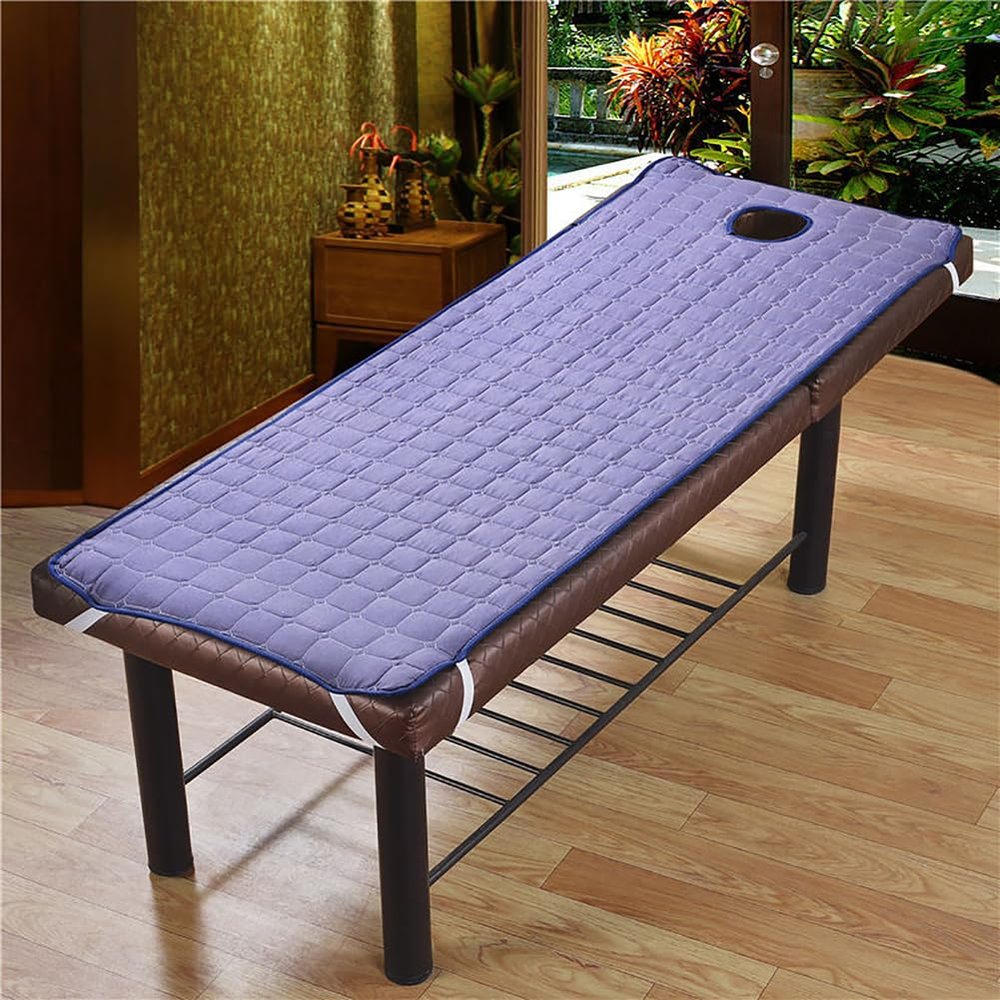 GDDUOYUE Square/Round Head Massage Table Pad Facial Bed Foam Massage Bed Topper with Face Hole, Suitable for Foot Massage Parlors, Massage Clinics, Saunas, Hotels, and Bathrooms,Smoky Purple,73x27in