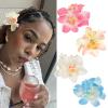 10 Pcs Hawaiian Flower Hair Clips for Women, 6 Plastic Hair Claw Clips With 4 Artificial Flower Clips Hair Accessories for Vacation Party Beach Accessories view 2