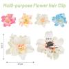 10 Pcs Hawaiian Flower Hair Clips for Women, 6 Plastic Hair Claw Clips With 4 Artificial Flower Clips Hair Accessories for Vacation Party Beach Accessories view 4