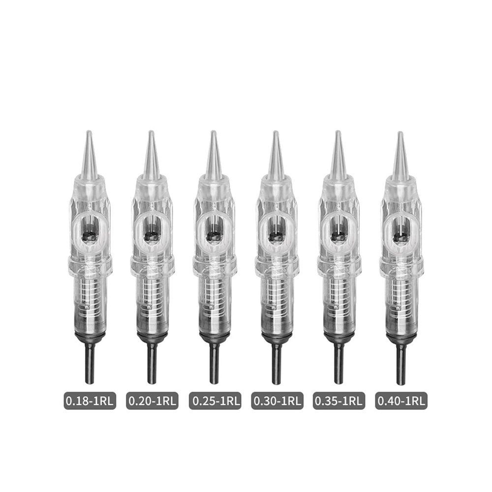 100pcs Disposable Permanent Makeup Cartridge Needles 1RL Sterilized Eyebrow Tattoo Needle for Permanent Makeup Pen Machine(10pcs,5F 0.35MM)