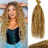 Belaved 27P613 Human Braiding Hair Water Wave Ombre Strawberry Blonde to Bleach Blonde Bulk 26Inch 100g 2 Bundles 100% Brazilian Virgin Curly Human Hair Extensions Hihglight for Boho Braids Boho view 1