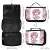 AIRWEE Hanging Toiletry Bag for Women, Large Travel Toiletry Organizer with Hook, Waterproof Cute Makeup Pouch with Compartments, Foldable Cosmetic Bag for Bathroom, Suitcase, Trip, Floral Girl view 2