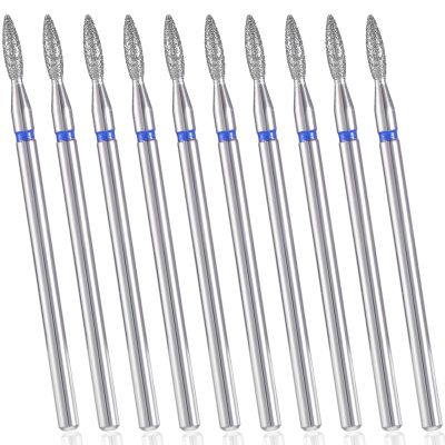 10 Pcs Flame Drill Bit For Nails Professional Cuticle Nail Drill Bits with Case for Dead Skin 3/32'' Nails Dry Manicure Pedicure Shape Remove Nail Salon Tools Manicurist Home (Blue)