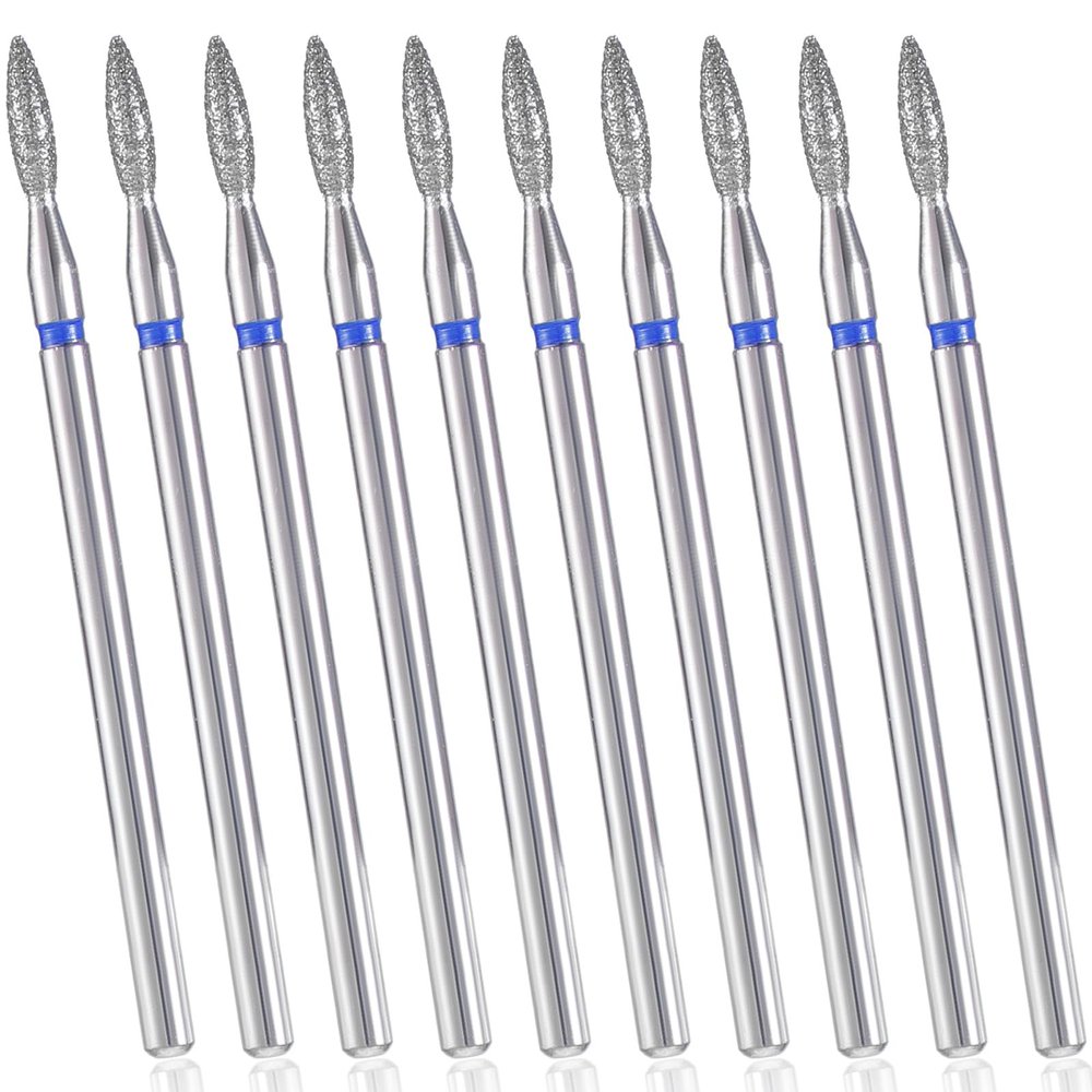 10 Pcs Flame Drill Bit For Nails Professional Cuticle Nail Drill Bits with Case for Dead Skin 3/32'' Nails Dry Manicure Pedicure Shape Remove Nail Salon Tools Manicurist Home (Blue)