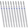 10 Pcs Flame Drill Bit For Nails Professional Cuticle Nail Drill Bits with Case for Dead Skin 3/32'' Nails Dry Manicure Pedicure Shape Remove Nail Salon Tools Manicurist Home (Blue) view 1