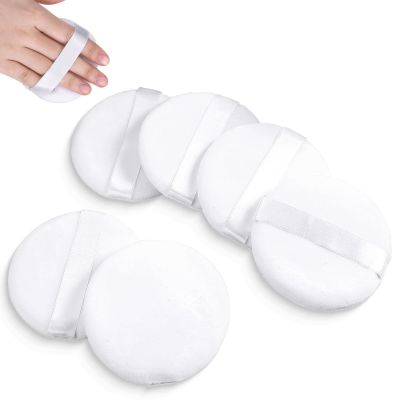 6PCS Powder Puff, 3.15 Inch Large Round Loose Powder Puffs for Body Soft Reusable Velour Sponge Puffs Beauty Makeup Tool for Women Face Cleaning Makeup Foundation Blending(White)
