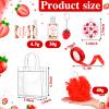 6 Set Strawberry First Birthday Gift Berry 1st Birthday Gift Strawberry Baby Shower Game Prize Favors Gifts Lip Balms Hand Cream Keyring Bath Ball and Bags Thanks You for Celebrating with Us view 2