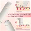 Bikini Trimmer for Women, Cordless Dual-Head Electric Razor Painless Hair Removal, Waterproof Lady Dermave Shaver for Body Facial Bikini Private Area (White) view 4