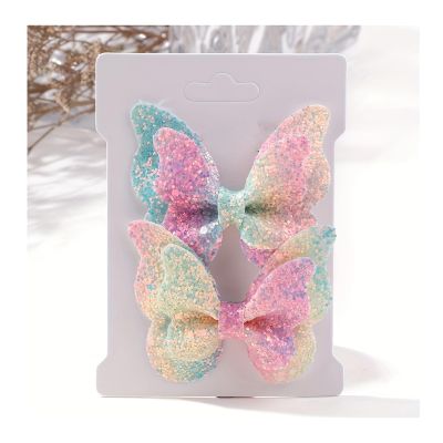 12Pcs Bow Sequins Hair Accessories, 2.7Inch Purple Pink Little Bow Hair Clips for Women, Girls for Clothing, Travel, Party, Daily Decoration