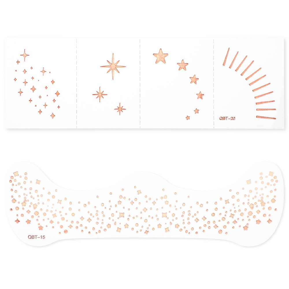 20 Pcs Rose Gold Face Freckles Tattoos, Waterproof Glitter Temporary Fake Sparkle Freckle Makeup Patches for Women Cute Shimmery Christmas Cosplay Carnival Party Festive