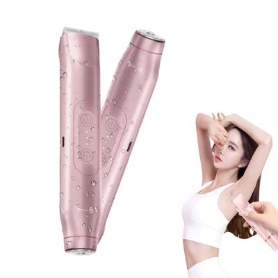 IUI Beauty Shaver, IUI Beauty Electric Shaver, 2-in-1 Painless Bikini Hair Trimmer, Gentle & Safe, on The Go, Smooth and Painless, IPX7 Waterproof Dual-Head Design, Wet & Dry Use Leafverve(Rose Gold)
