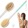 Shower Brush for Massage Dry Brushing: Back Scrubber for Shower with 18.1 in Anti Slip Long Handle - Bath Body Brush for Lymphatic Drainage Exfoliator Improving Skin Health for Women Men Elderly Green view 1