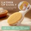 Shower Brush for Massage Dry Brushing: Back Scrubber for Shower with 18.1 in Anti Slip Long Handle - Bath Body Brush for Lymphatic Drainage Exfoliator Improving Skin Health for Women Men Elderly Green view 4