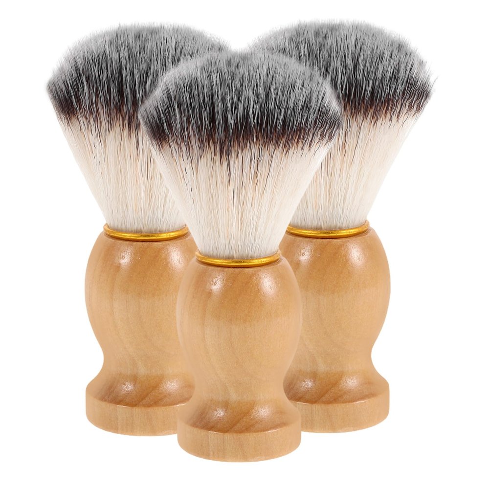 ERINGOGO 3pcs Beard Grooming Brushes with Soft Bristles for Gentle Facial Cleaning Natural Handle for Comfortable Grip Essential Shaving Accessory for Men