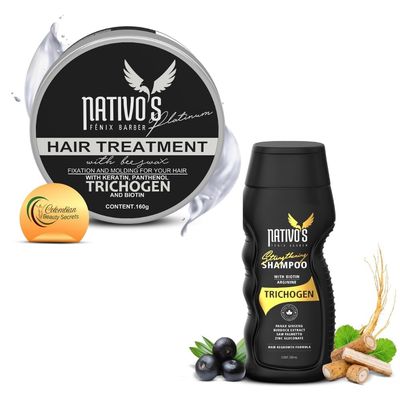 Nativo Hair Regrowth & Thickening Bundle  Hair Growth Shampoo with Biotin, Saw Palmetto & Zinc + Styling Cream with Bee Honey & Trichogen for Fine, Curly, or Frizzy Hair